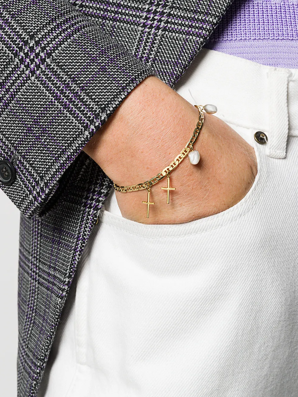 Women Maria Black Cross Charm Bracelet 2 Women Maria Black Cross Charm Bracelet - Image 2