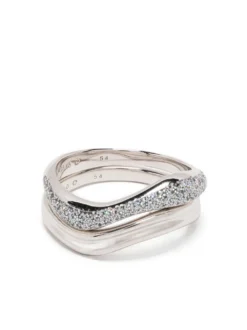 Women Maria Black Soma Opal Glitter-detail Ring Stack