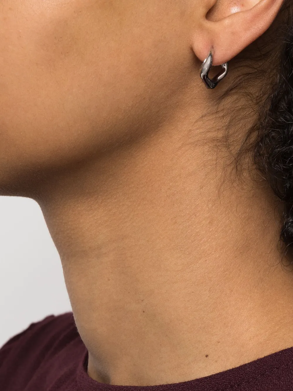 Women Maria Black Anil 10 Recycled Silver Huggie Hoop 2 Women Maria Black Anil 10 Recycled Silver Huggie Hoop - Image 2