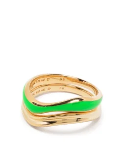 Women Maria Black Soma Neon Gold-plated Ring Stack