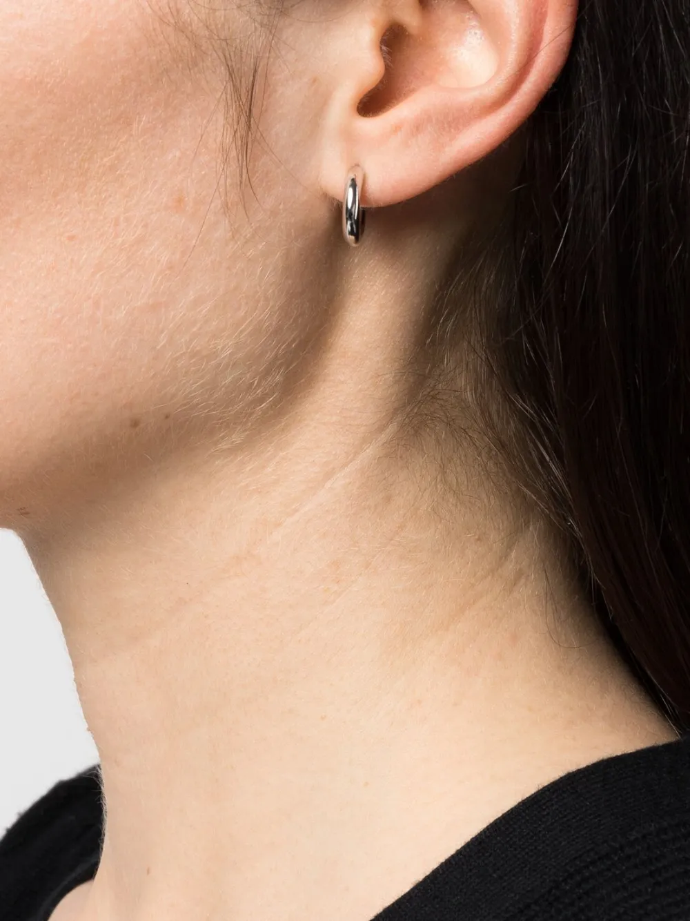 Women Maria Black Slate 8 Single Hoop Earring 2 Women Maria Black Slate 8 Single Hoop Earring - Image 2