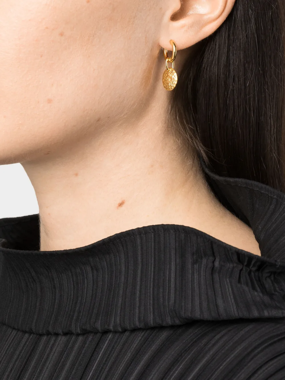 Women Maria Black Tan Huggie Earring 2 Women Maria Black Tan Huggie Earring - Image 2