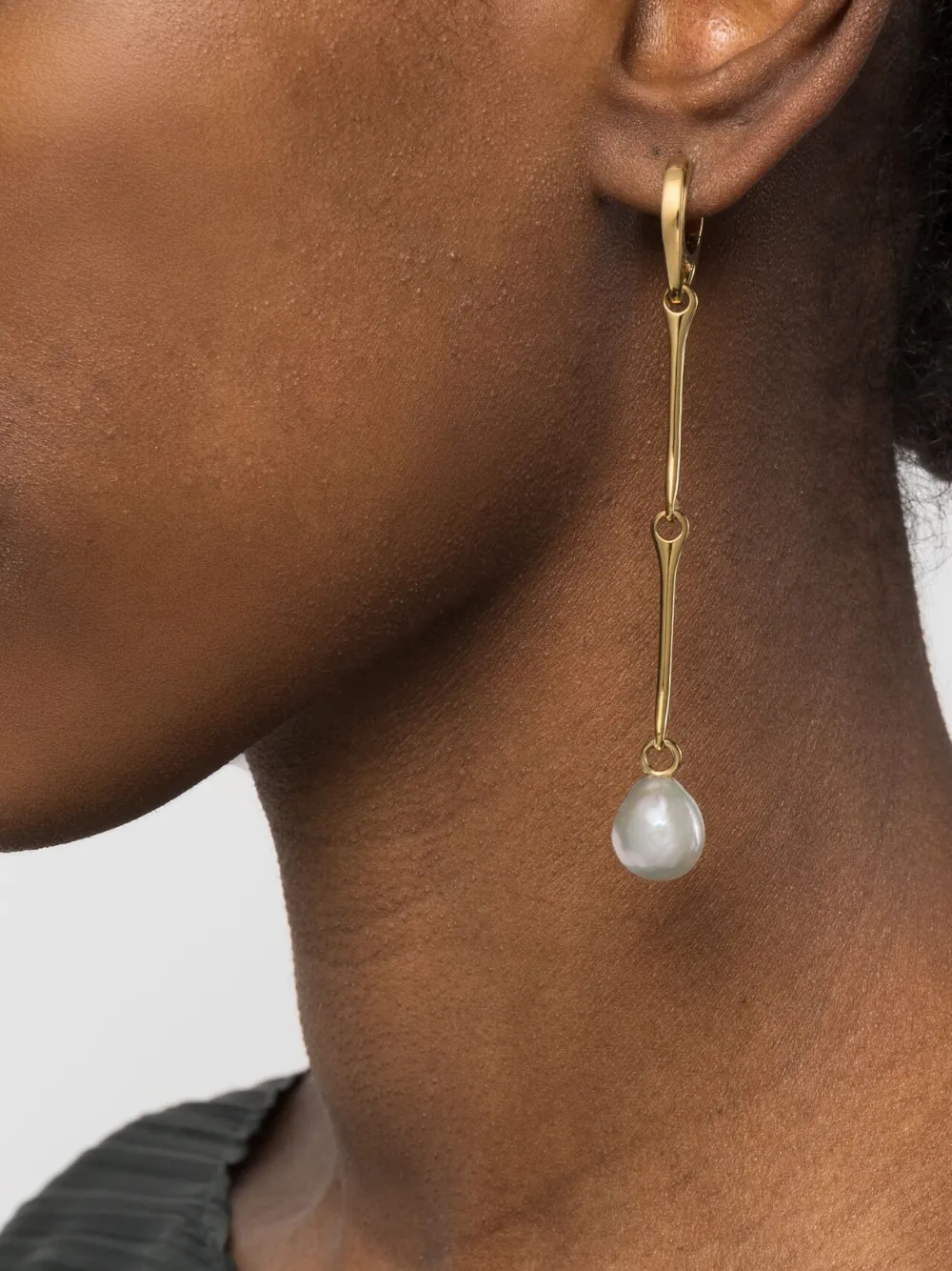 Women Maria Black Stag Pearl Drop Earring 2 Women Maria Black Stag Pearl Drop Earring - Image 2