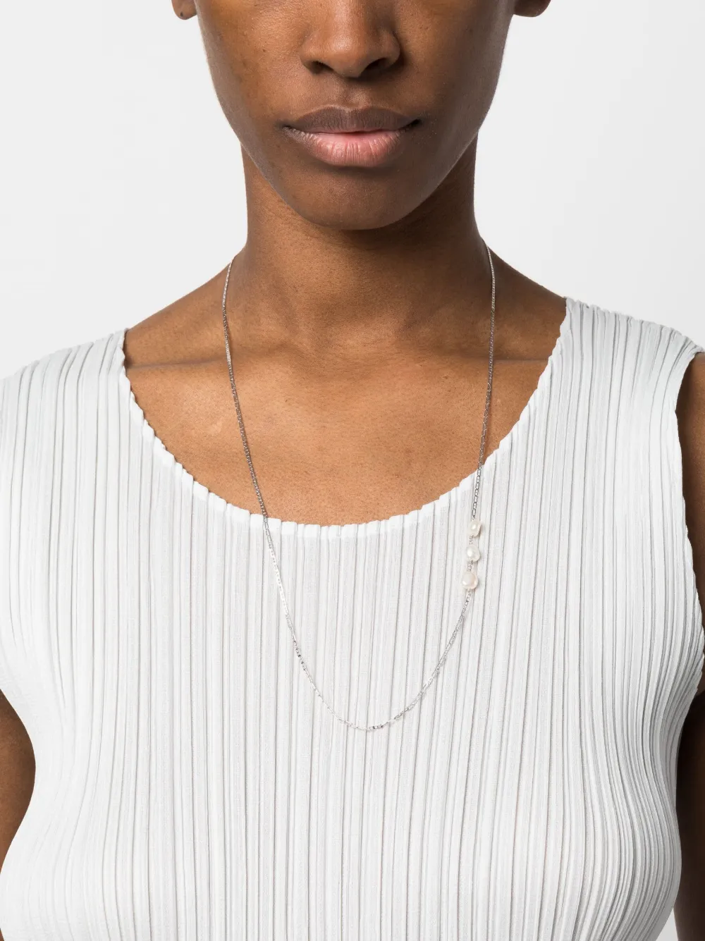 Women Maria Black Sterling Silver Tessoro Pearl Chain Necklace 2 Women Maria Black Sterling Silver Tessoro Pearl Chain Necklace - Image 2